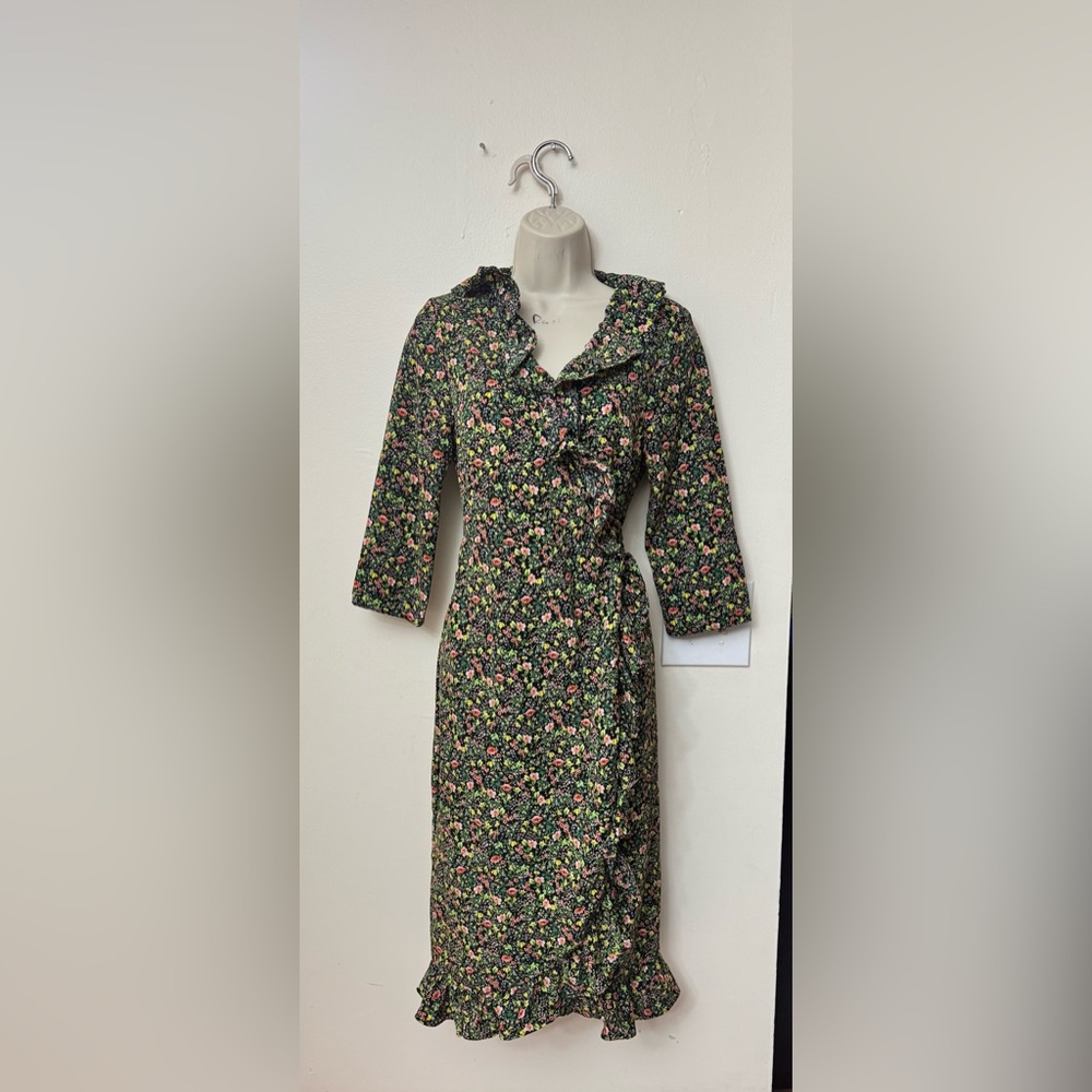 Topshop Black Floral Long Sleeve Dress